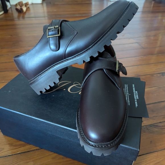 NEW J.Crew monk-strap dress shoes in leather - size 9.5 - Picture 1 of 12